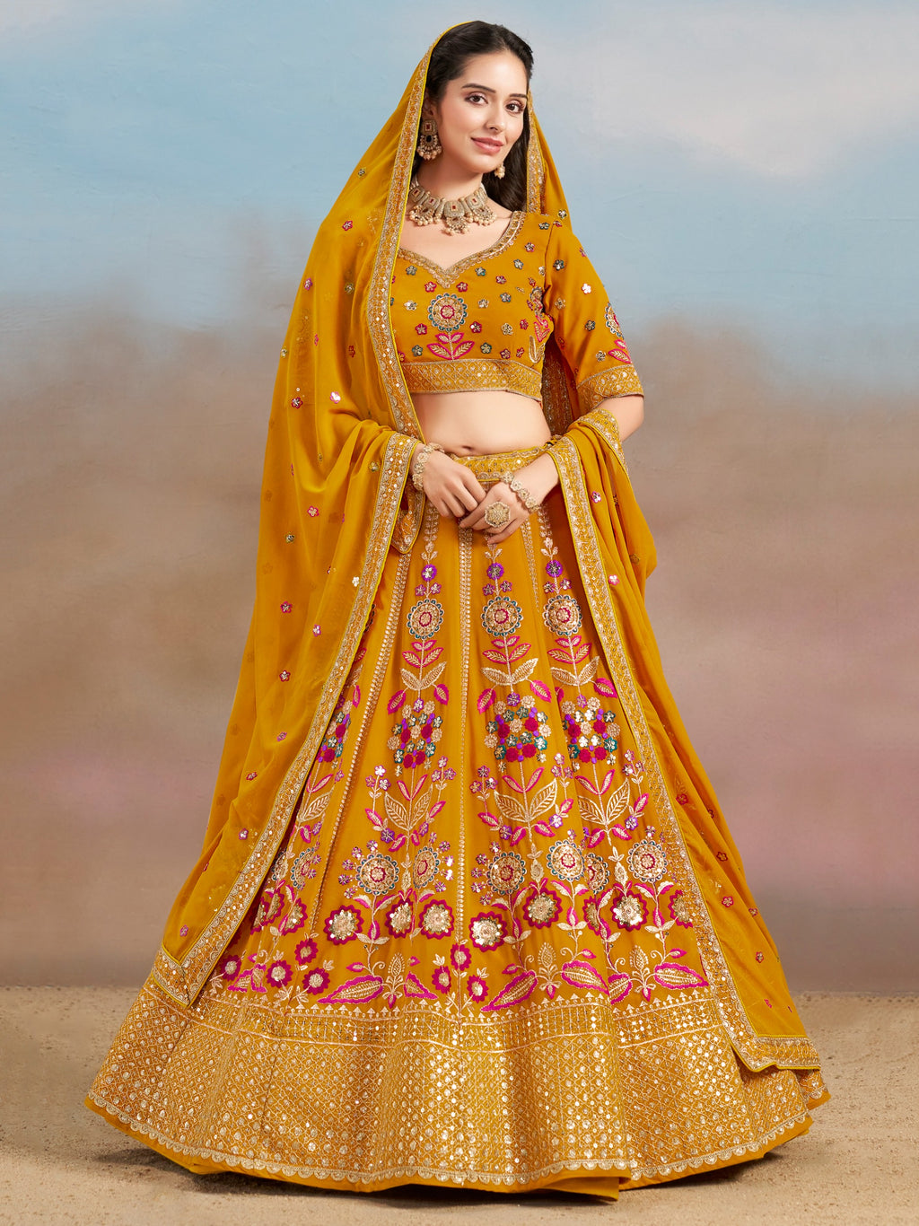 MUSTARD YELLOW LEHENGA CHOLI