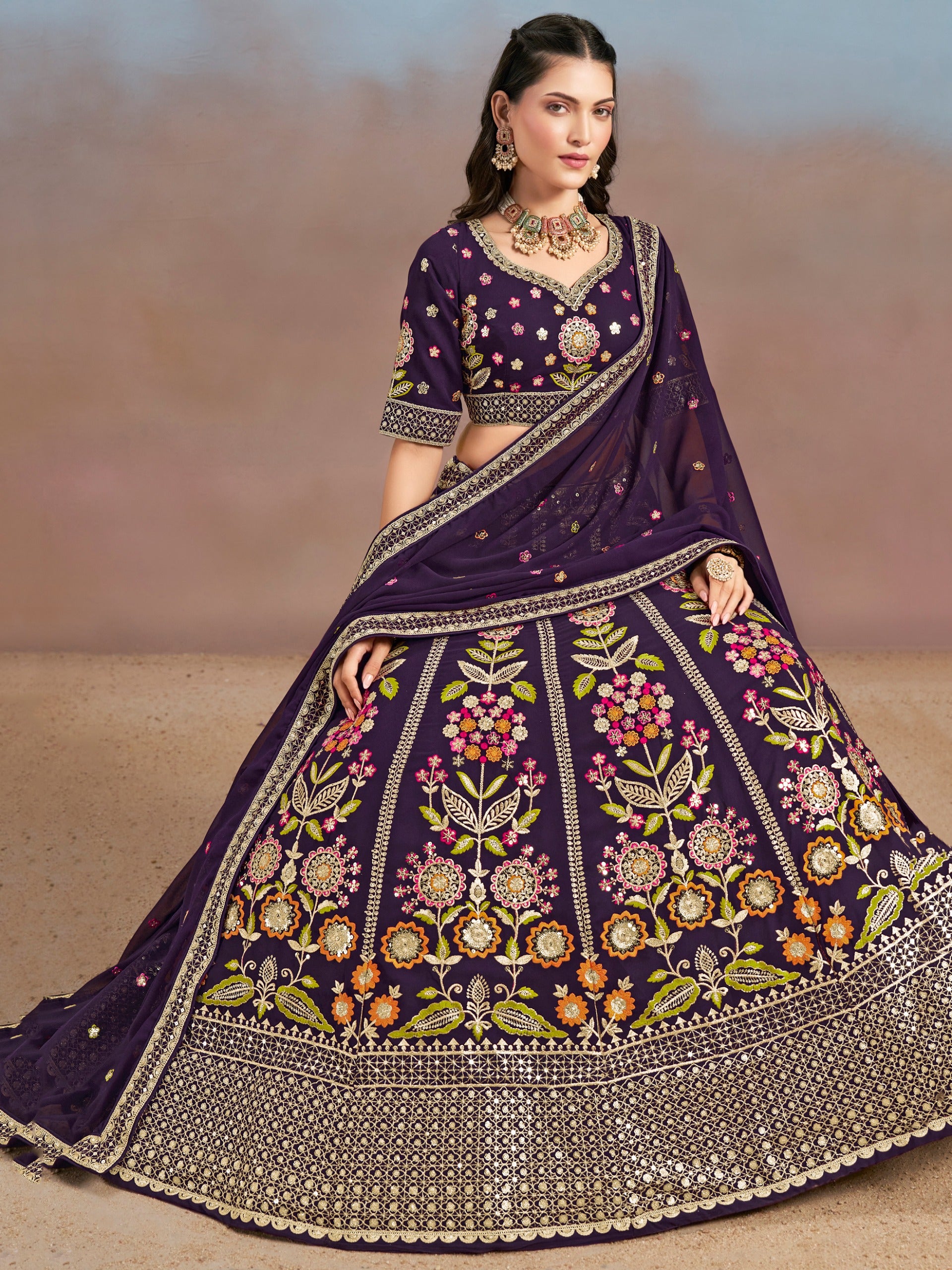 GRAPE PURPLE WEDDING LEHENGA