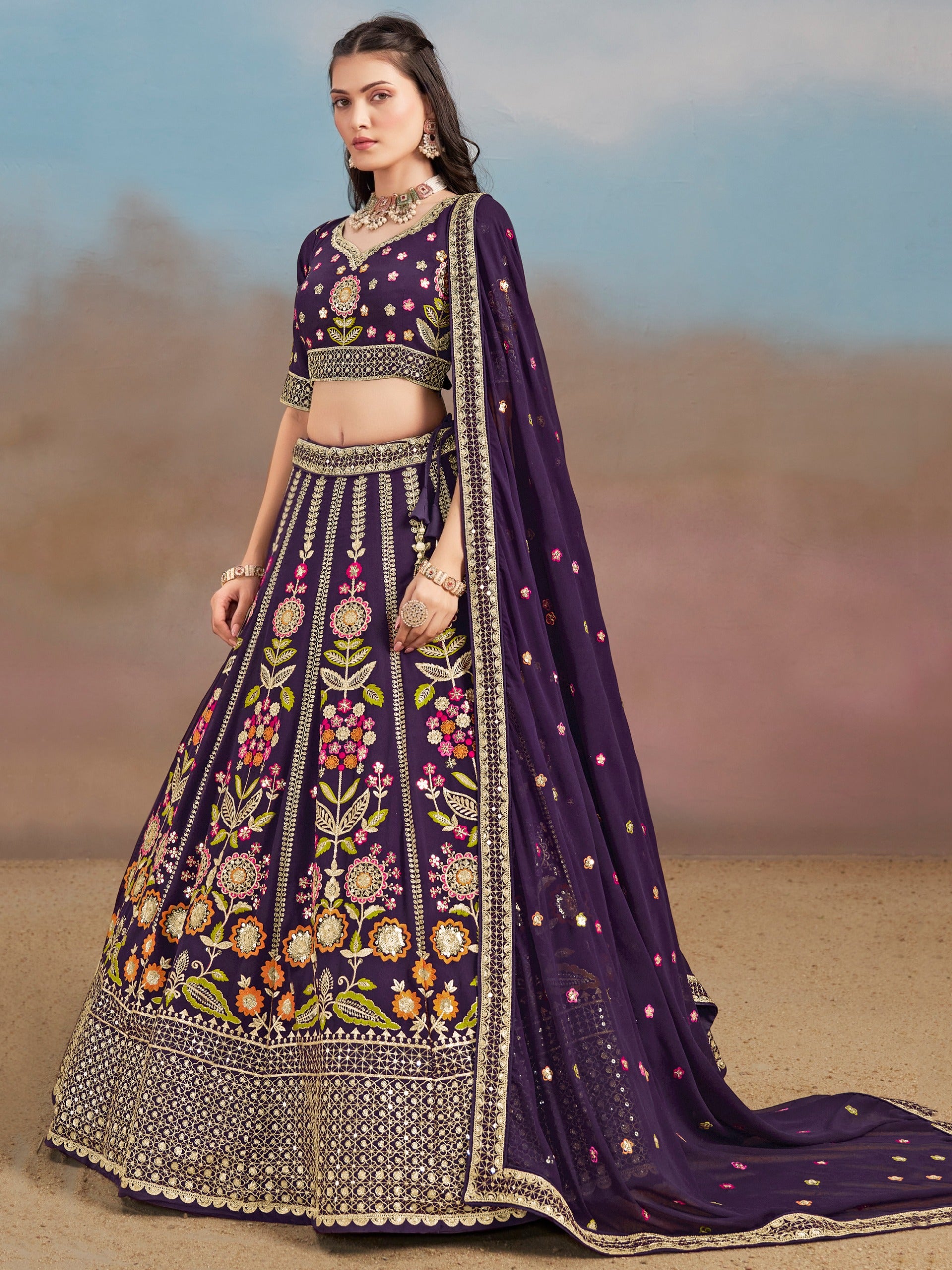 GRAPE PURPLE WEDDING LEHENGA