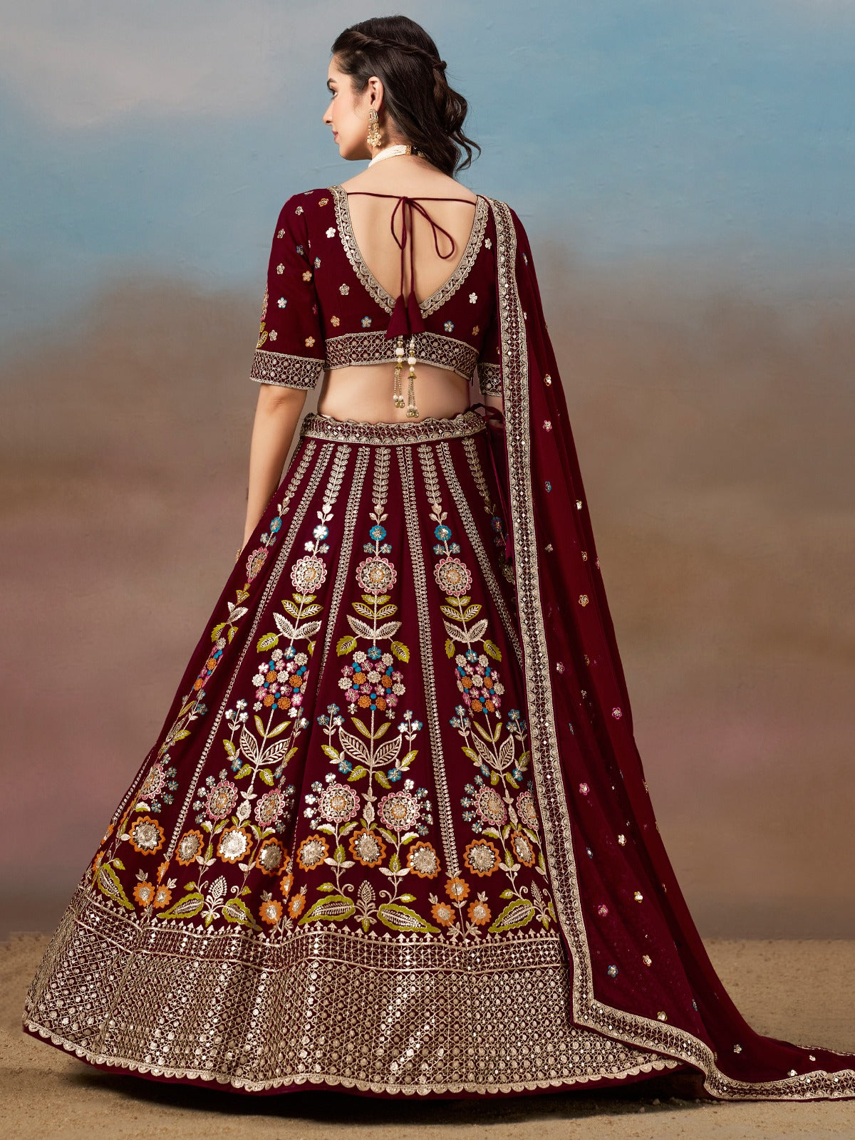 DARK MAROON WEDDING LEHENGA