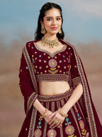 DARK MAROON WEDDING LEHENGA