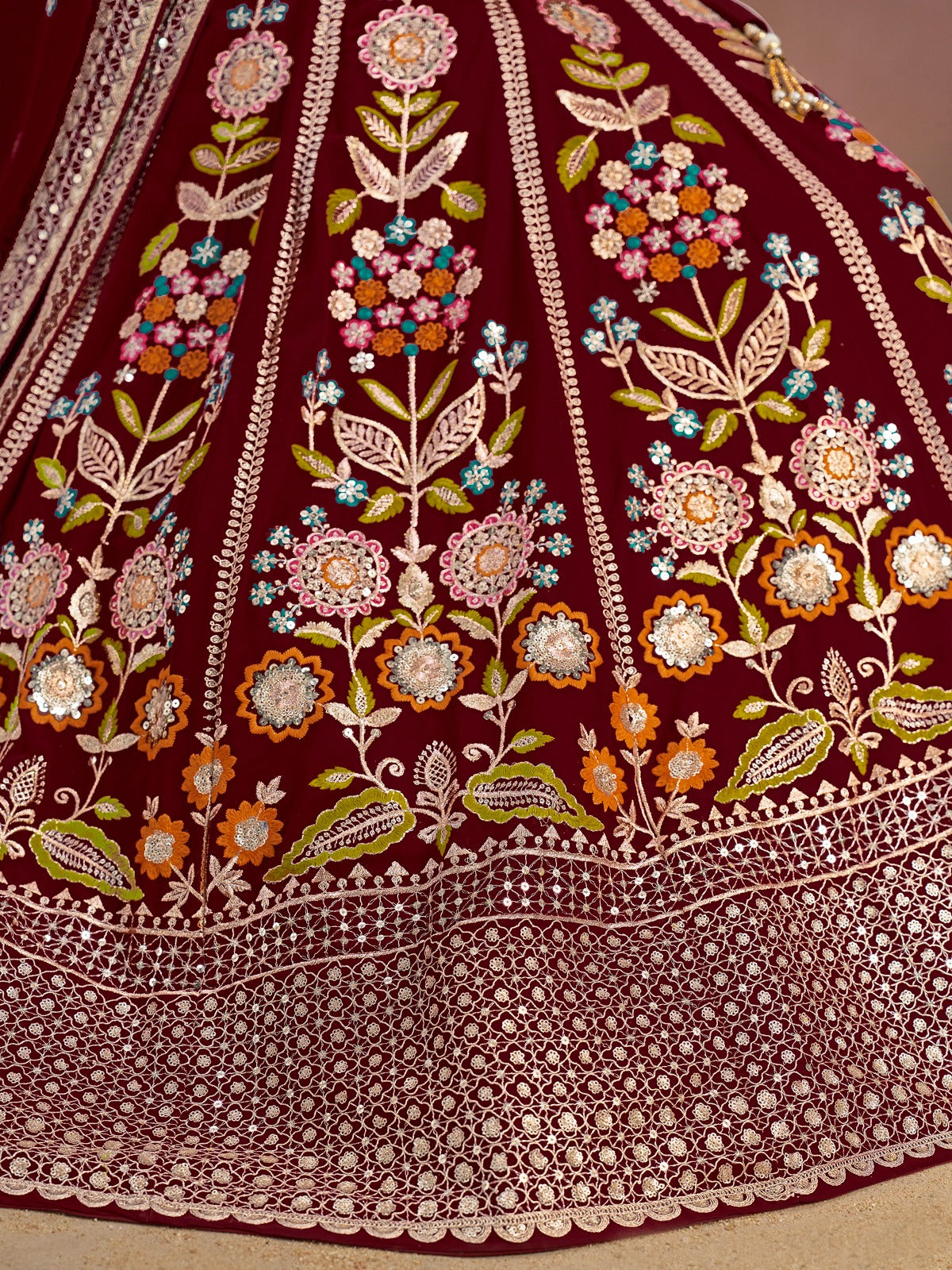 DARK MAROON WEDDING LEHENGA