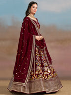 DARK MAROON WEDDING LEHENGA