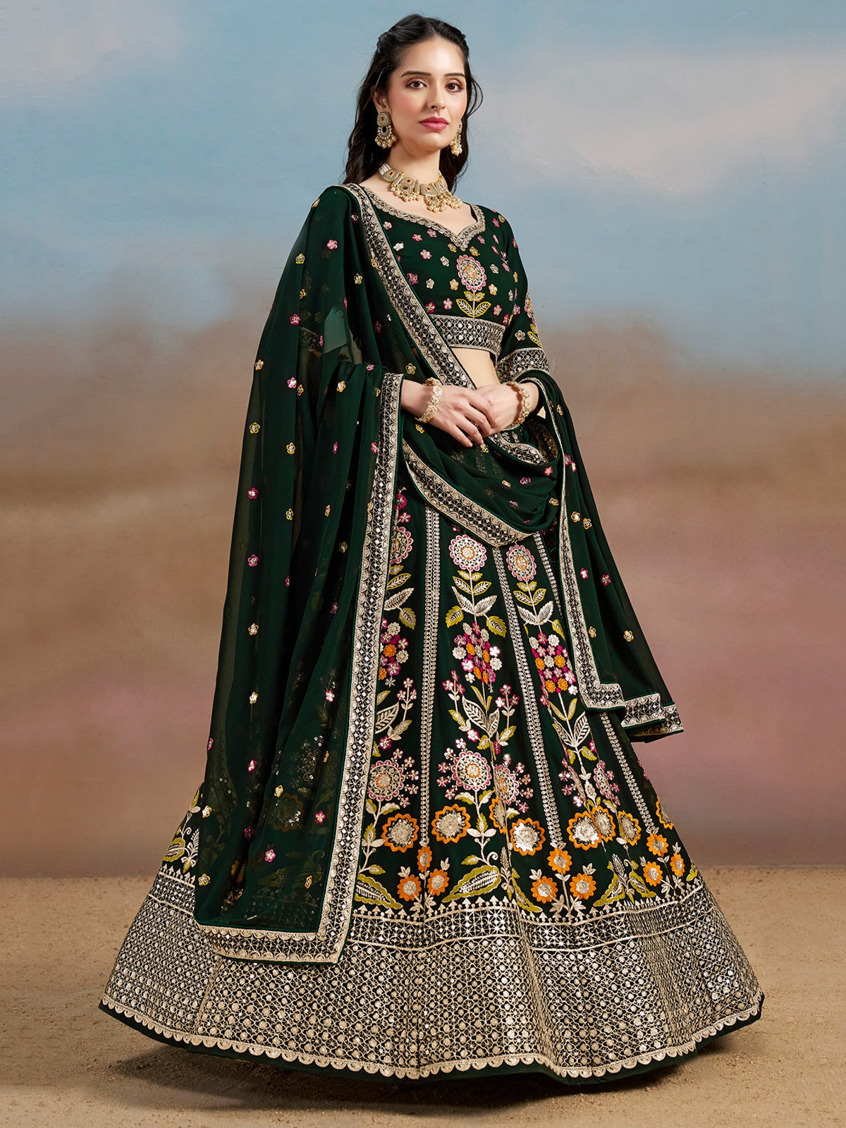 DARK GREEN WEDDING LEHENGA