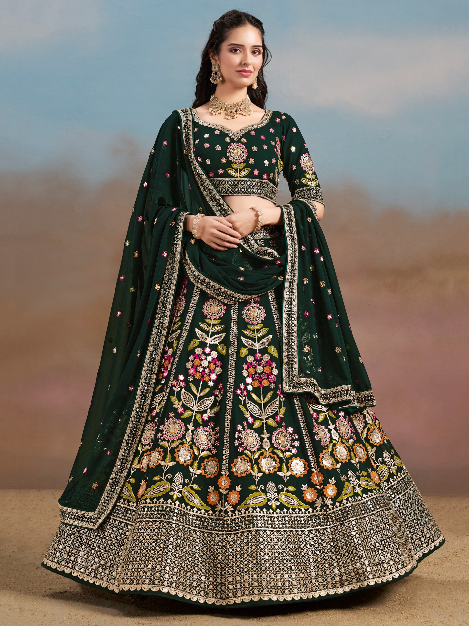 DARK GREEN WEDDING LEHENGA