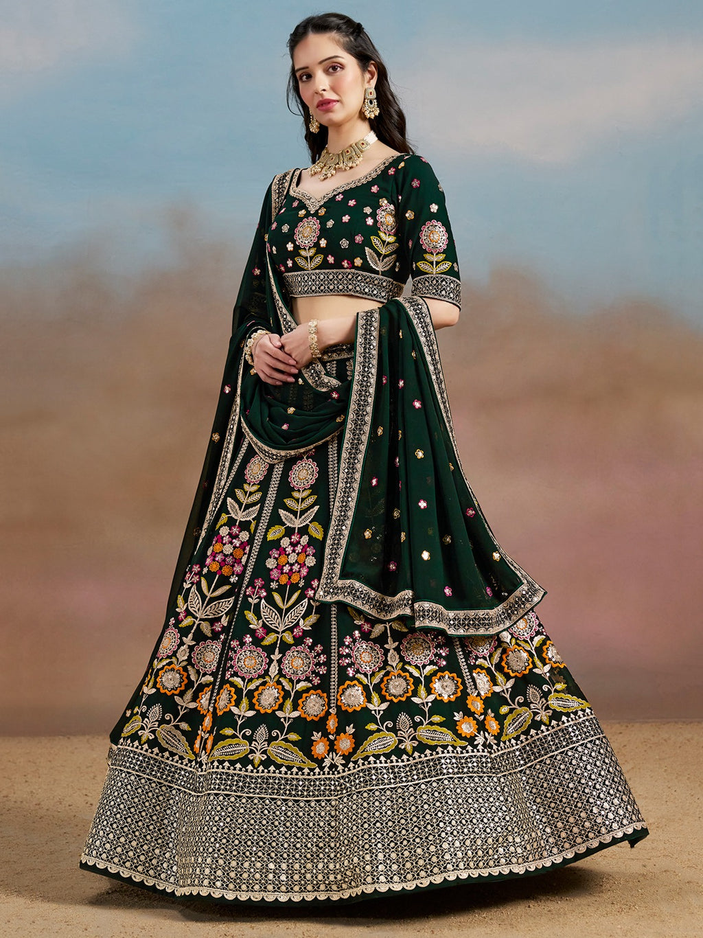 DARK GREEN WEDDING LEHENGA