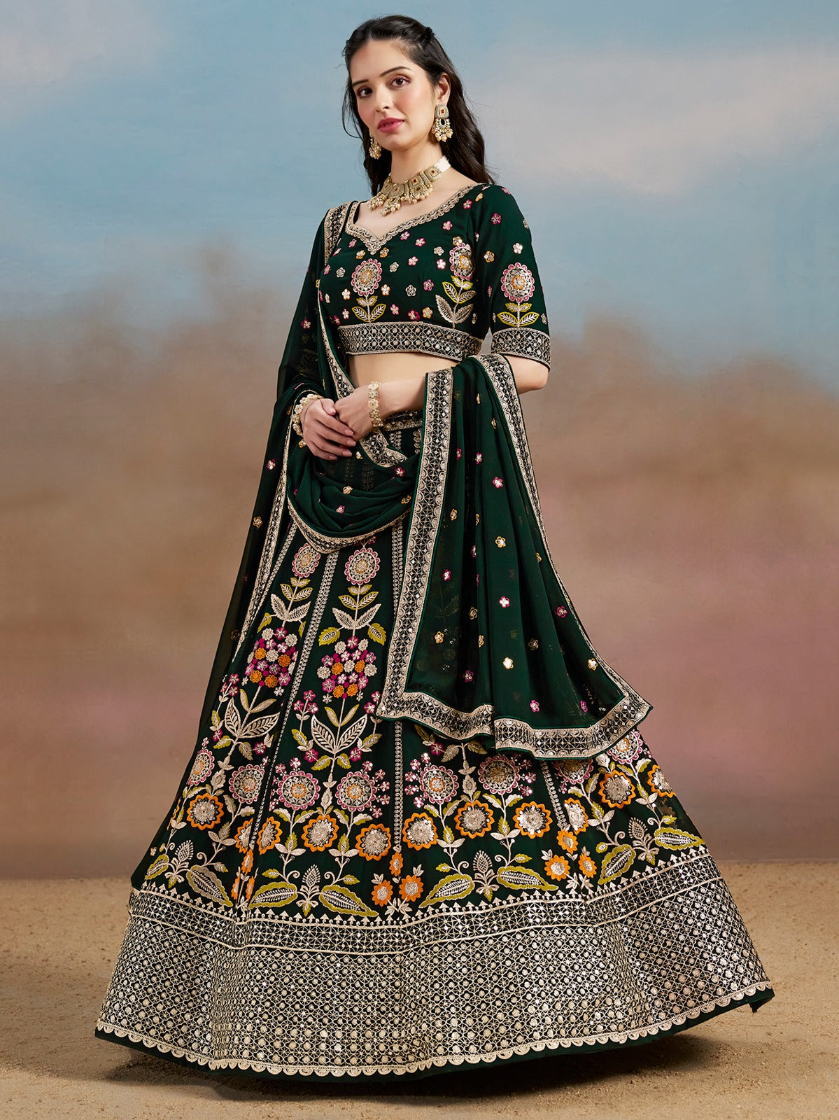 DARK GREEN WEDDING LEHENGA