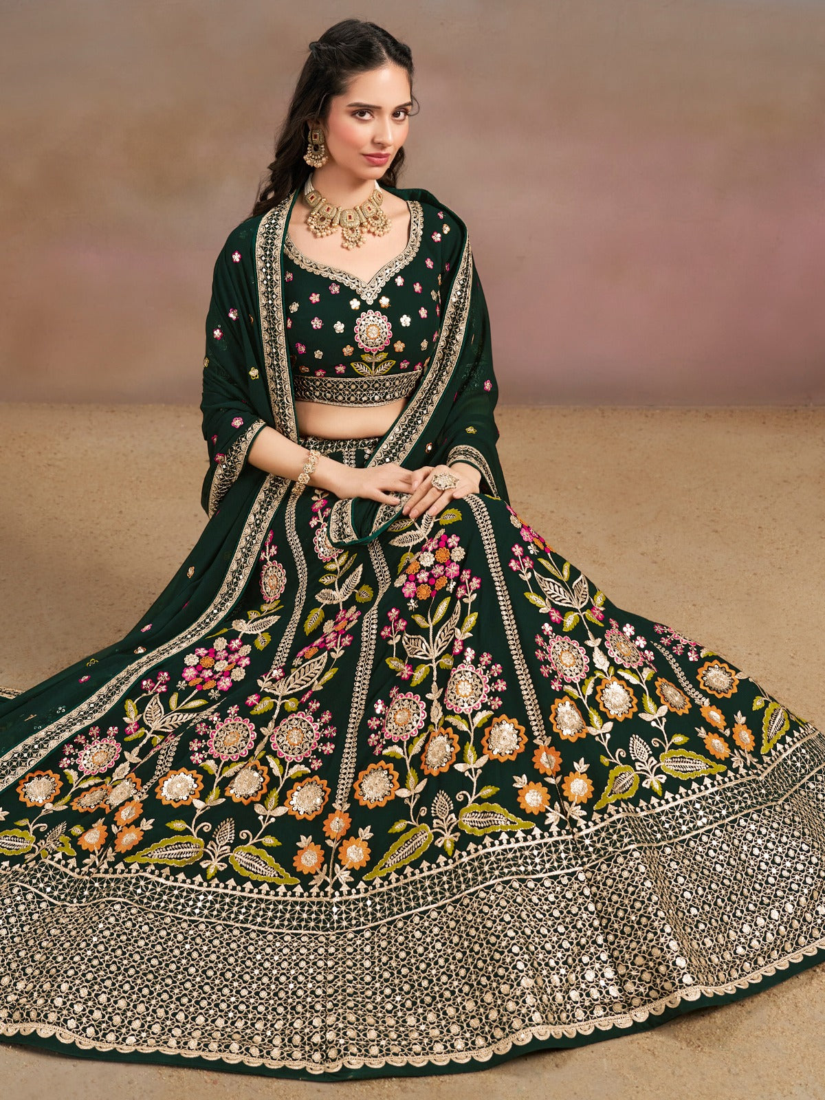DARK GREEN WEDDING LEHENGA