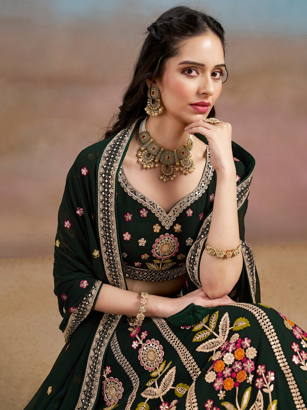DARK GREEN WEDDING LEHENGA