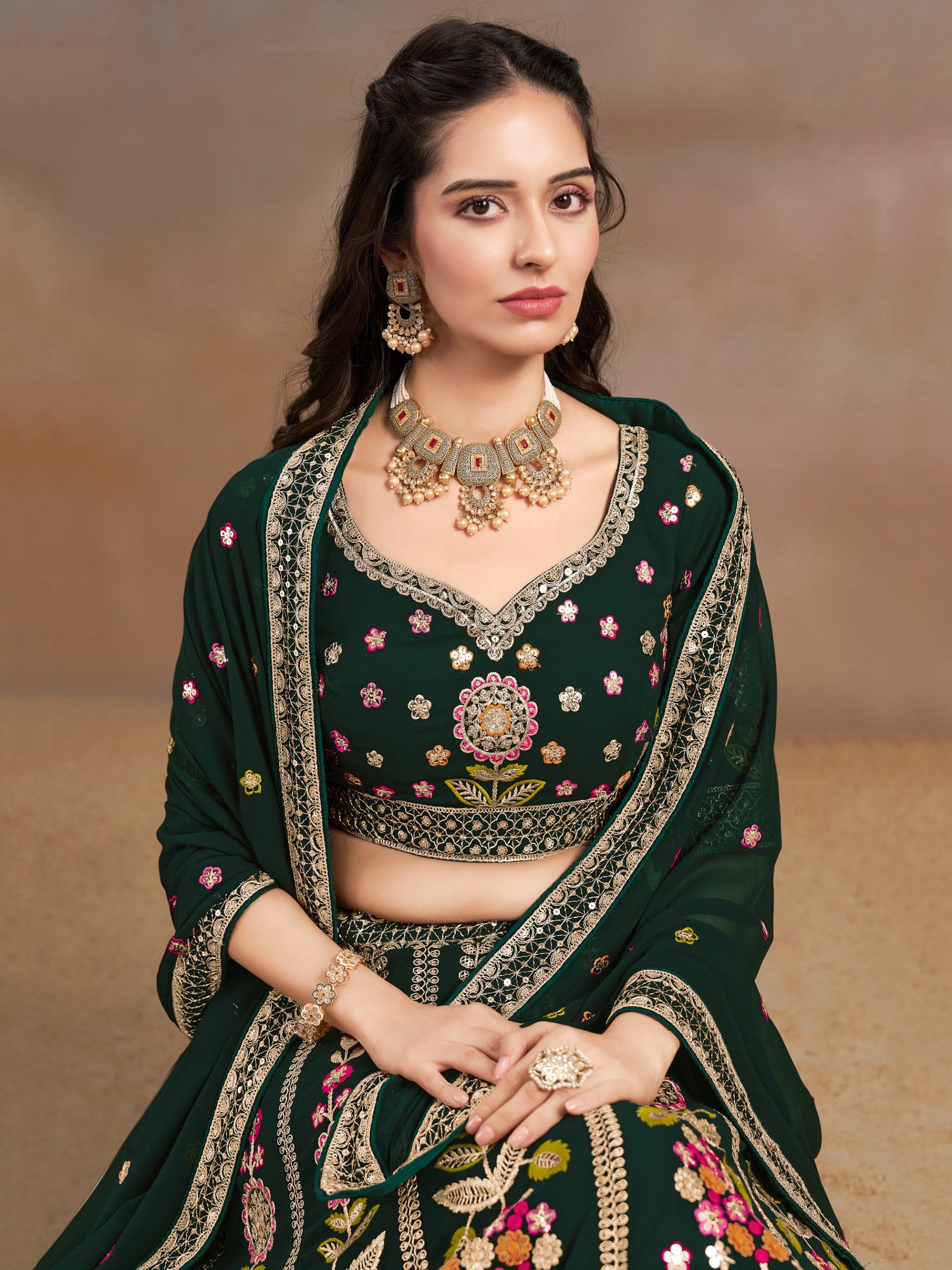 DARK GREEN WEDDING LEHENGA