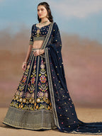 DENIM BLUE WEDDING LEHENGA