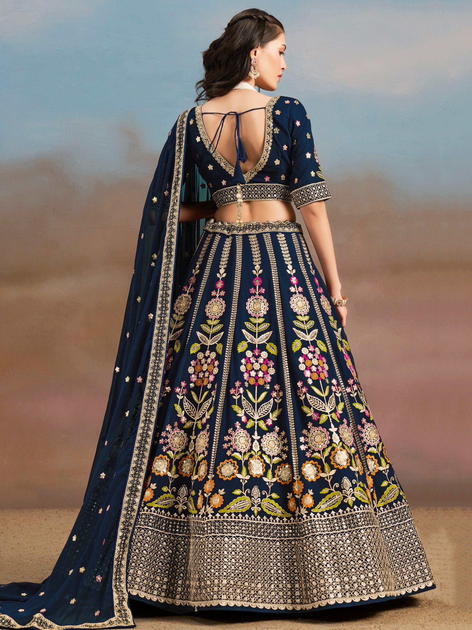 DENIM BLUE WEDDING LEHENGA