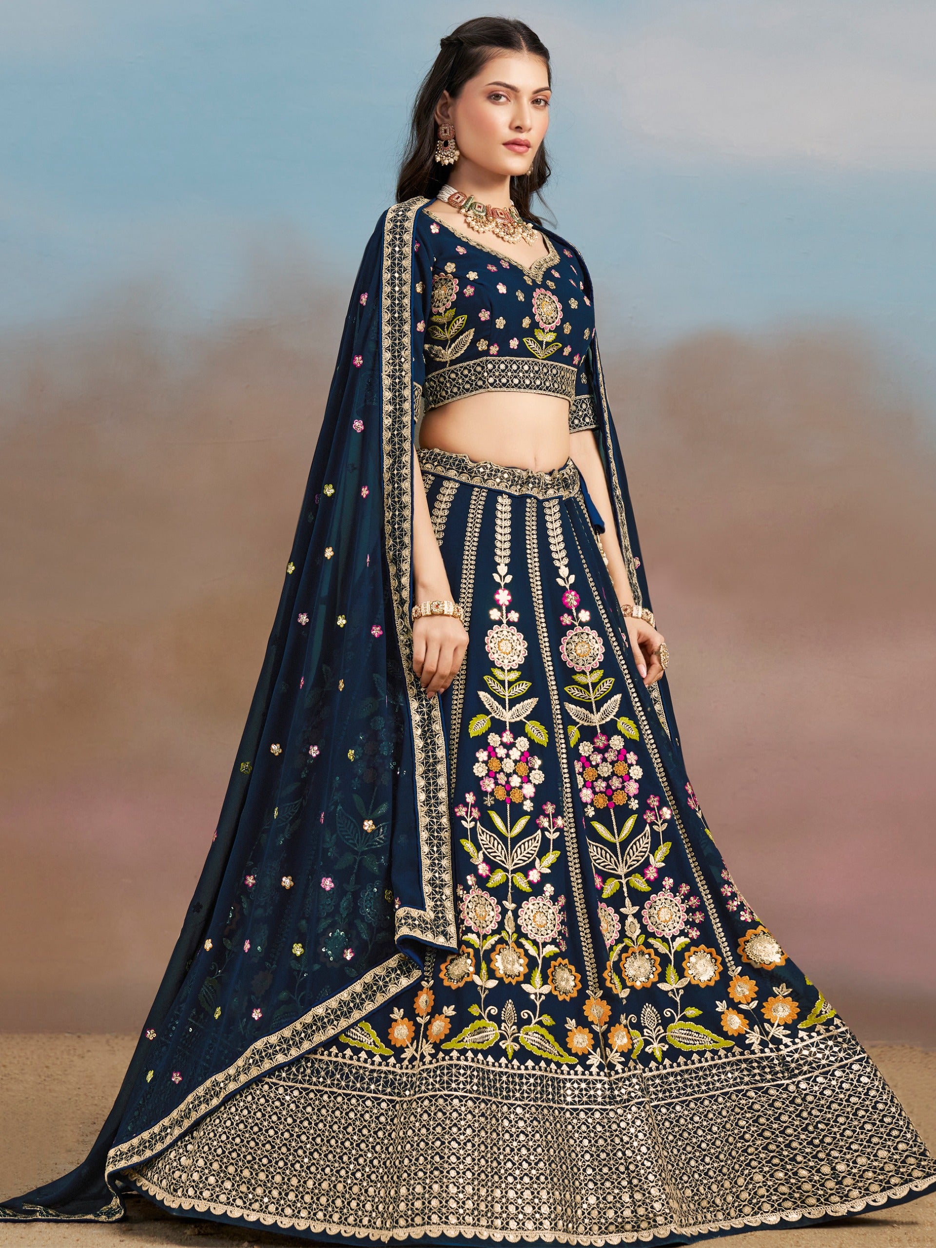 DENIM BLUE WEDDING LEHENGA