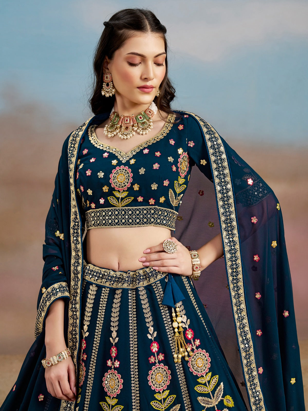 DENIM BLUE WEDDING LEHENGA