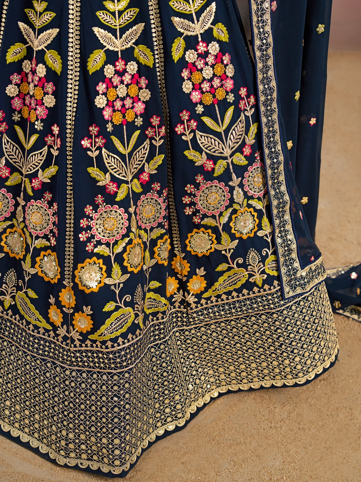 DENIM BLUE WEDDING LEHENGA