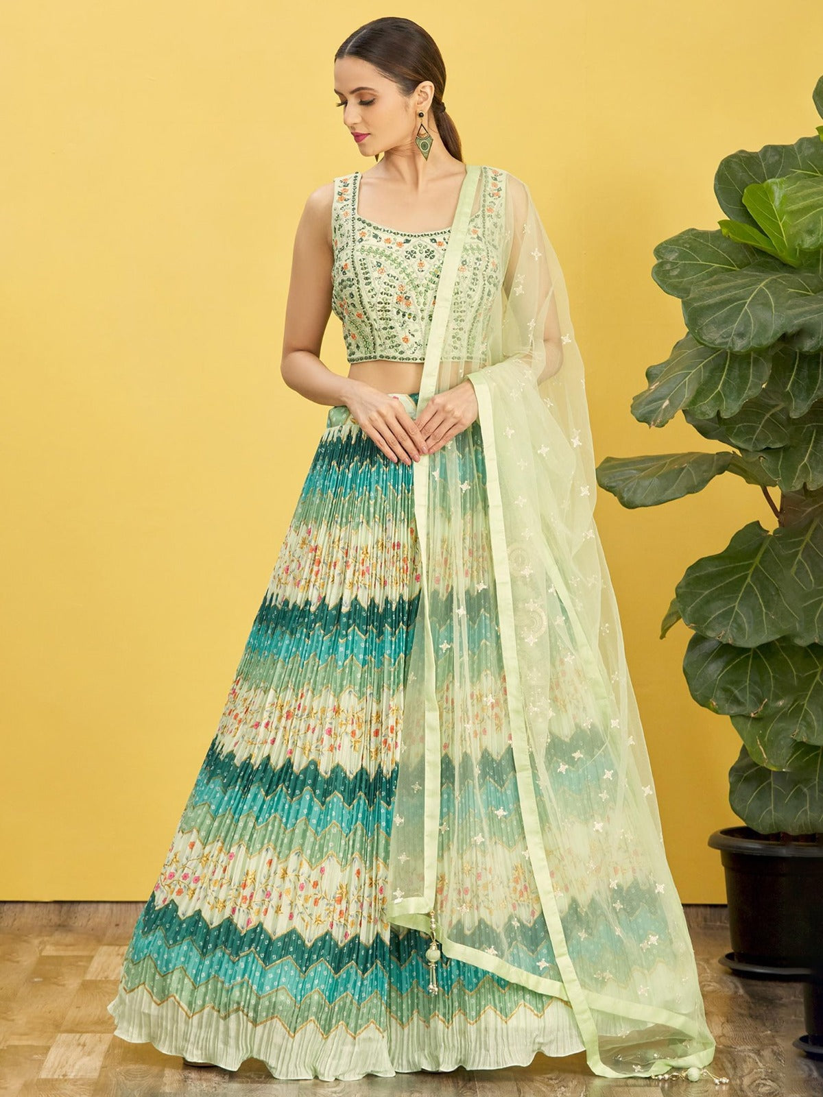 PARAKEET GREEN WEDDING LEHENGA