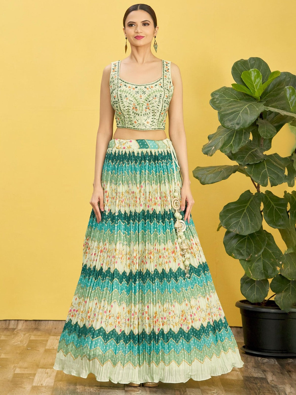 PARAKEET GREEN WEDDING LEHENGA