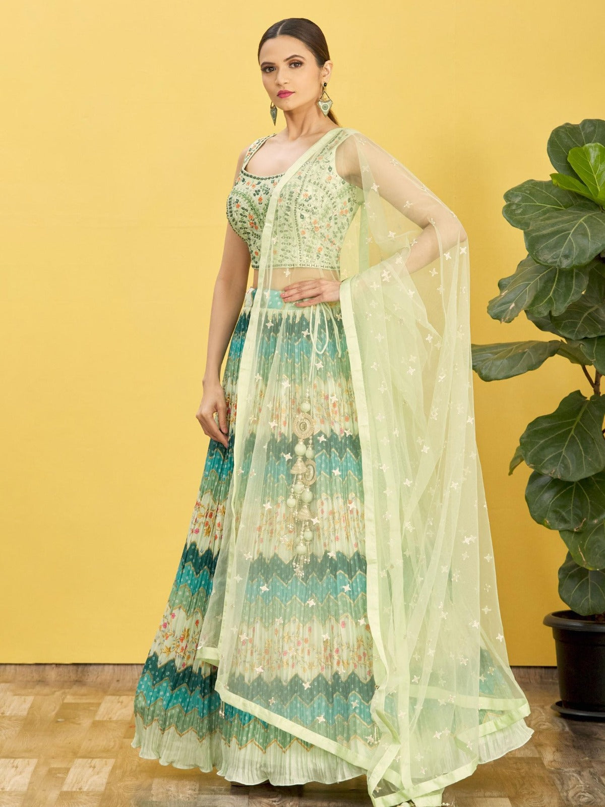 PARAKEET GREEN WEDDING LEHENGA