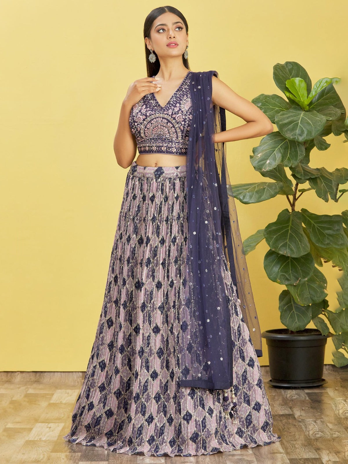 BERRY BLUE WEDDING LEHENGA