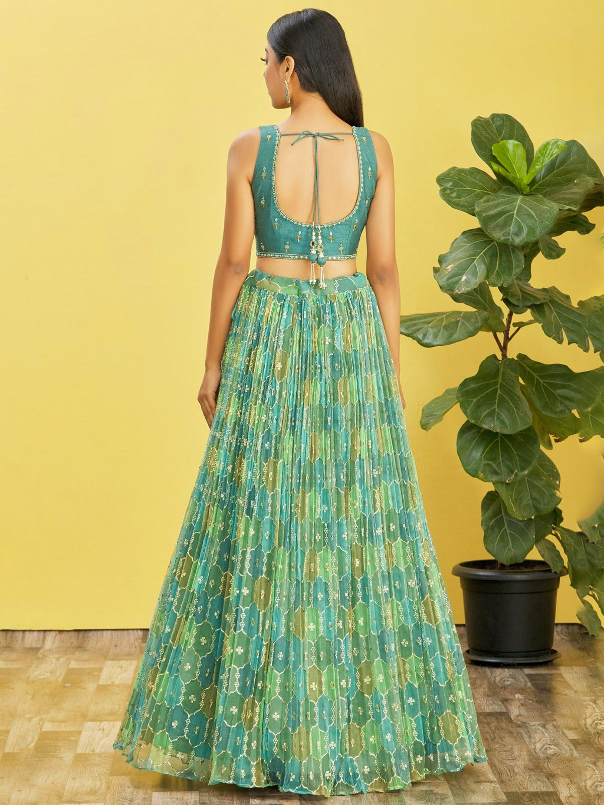 PARROT GREEN WEDDING LEHENGA