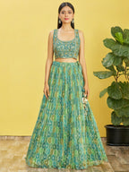 PARROT GREEN WEDDING LEHENGA