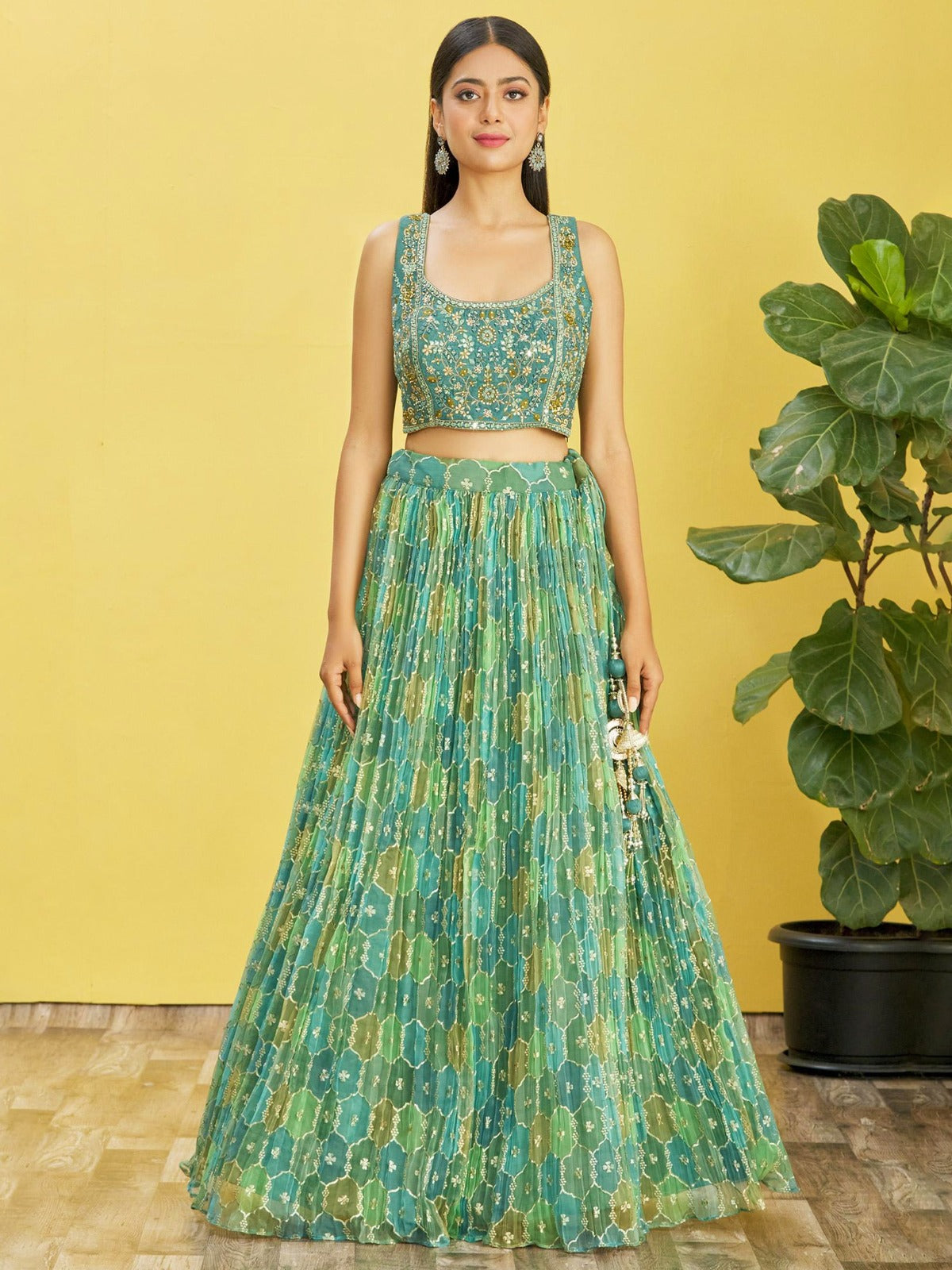 PARROT GREEN WEDDING LEHENGA