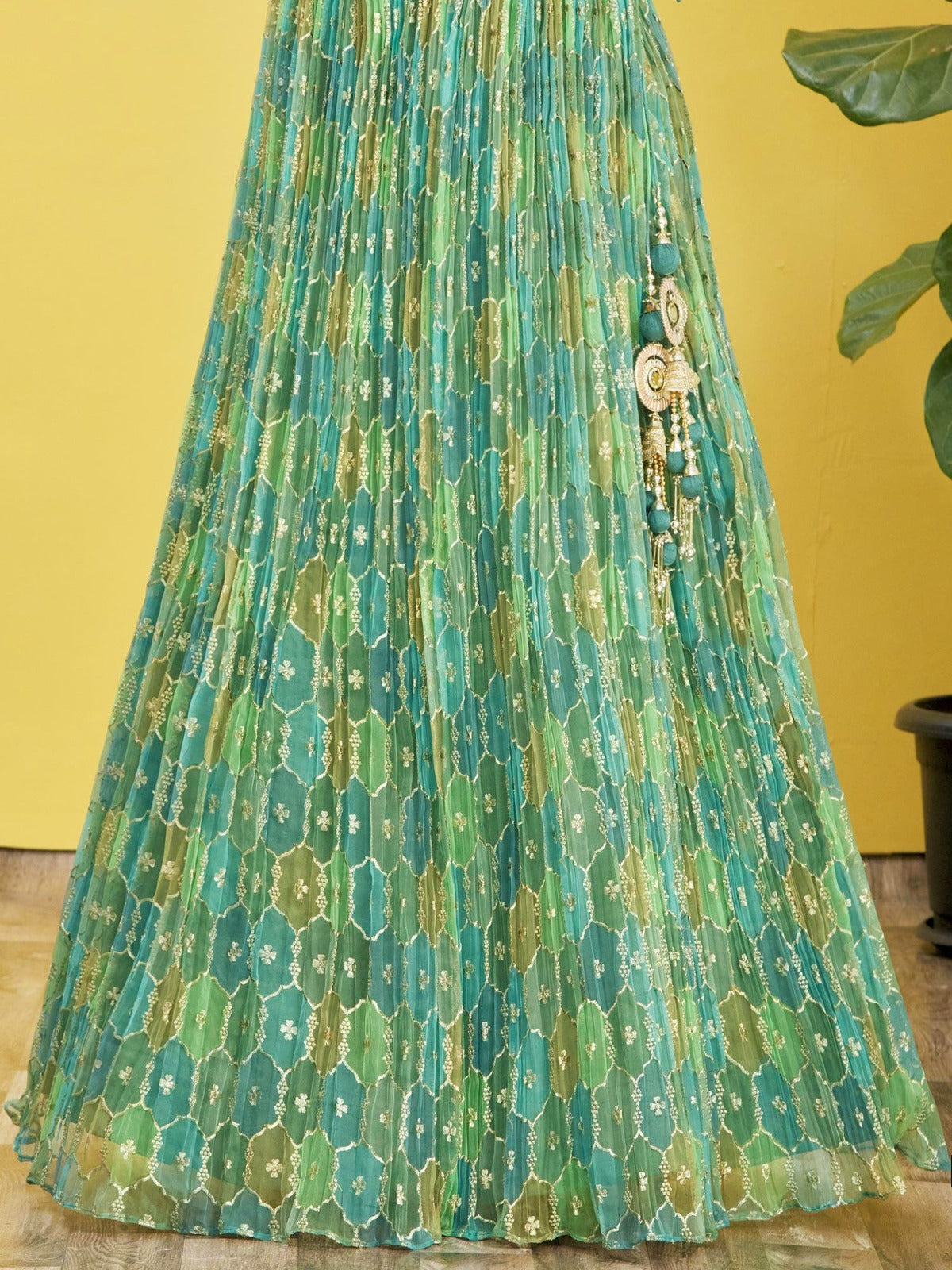 PARROT GREEN WEDDING LEHENGA