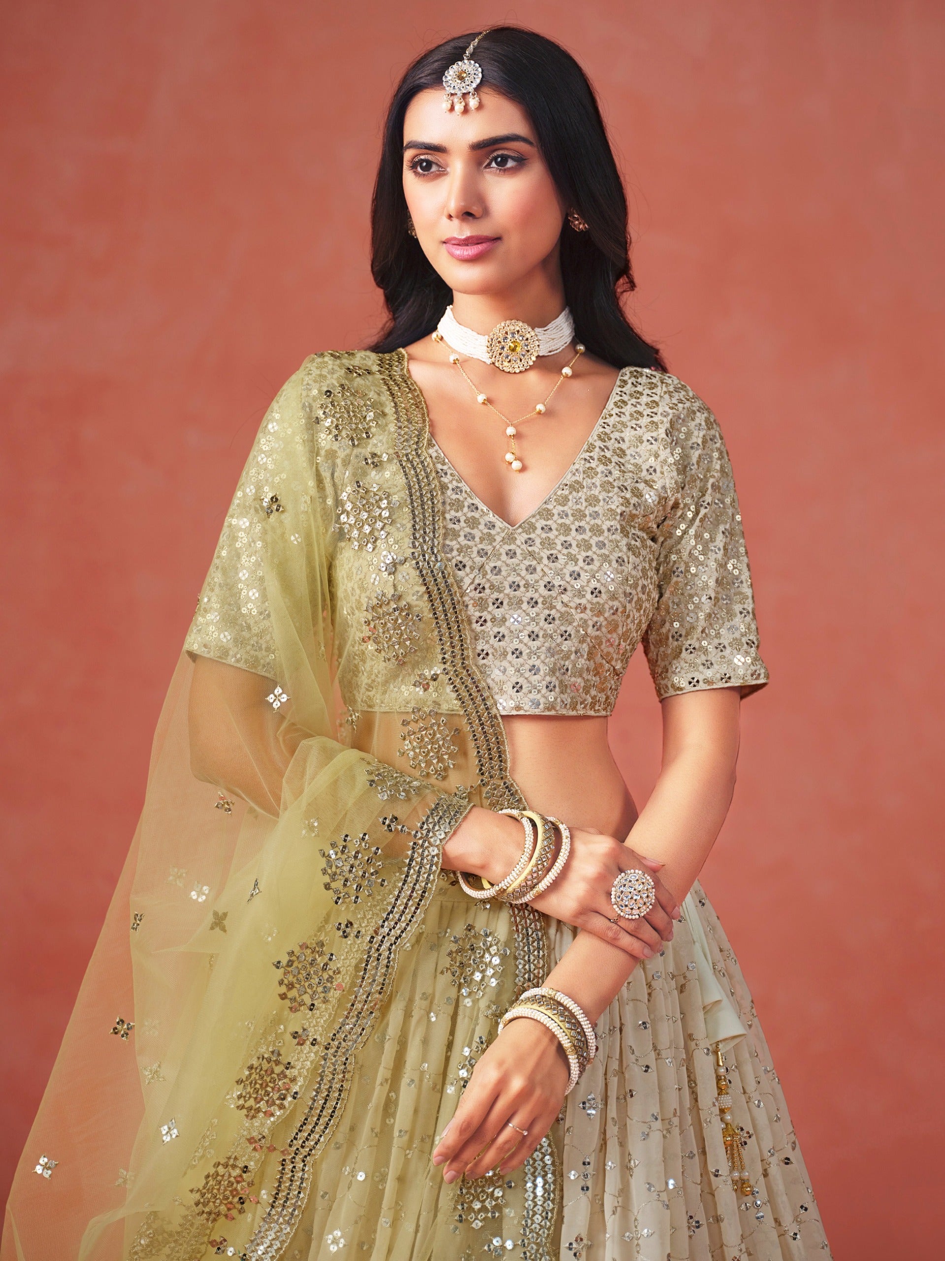 YELLOW GEORGETTE WEDDING LEHENGA