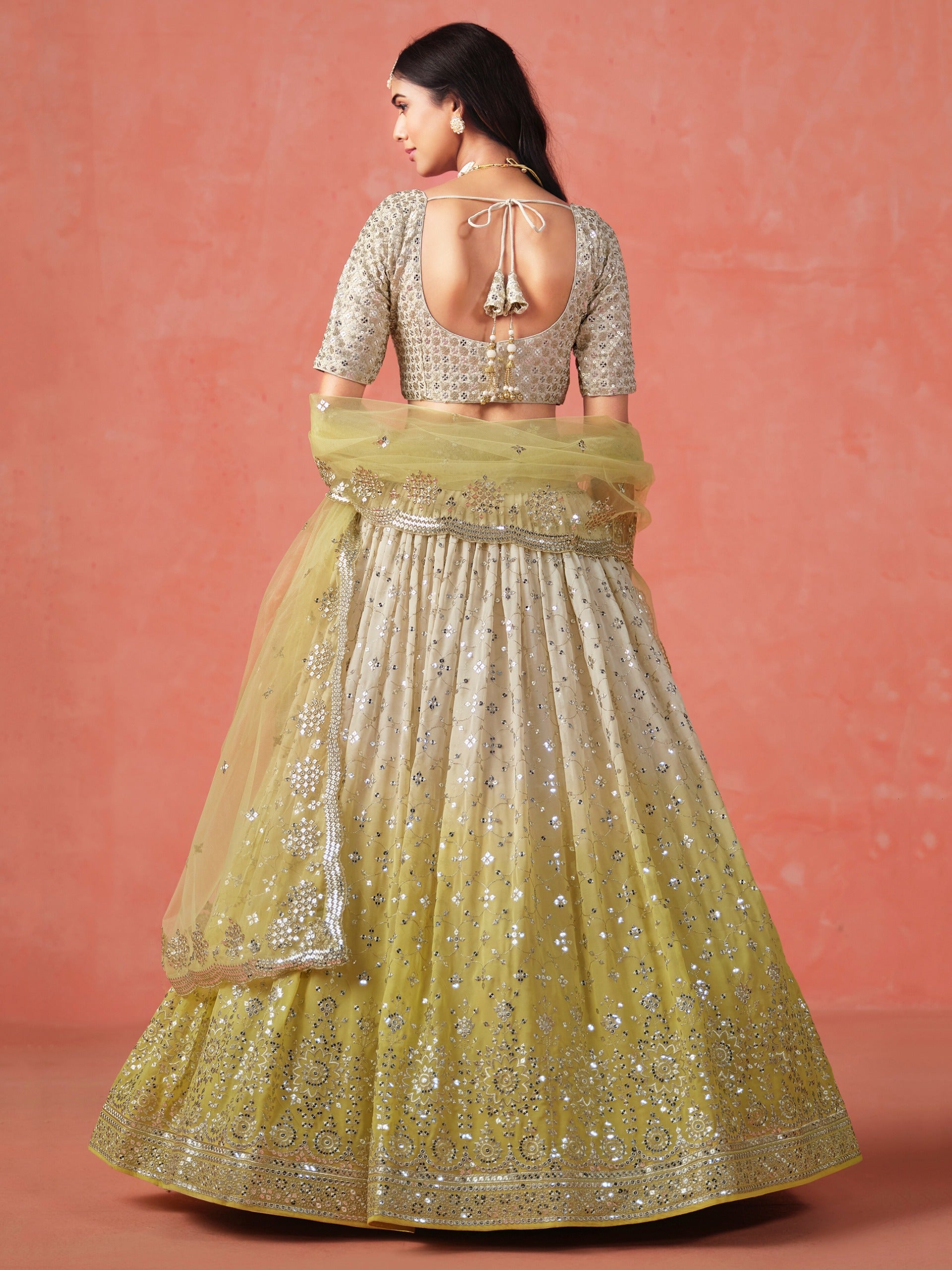 YELLOW GEORGETTE WEDDING LEHENGA