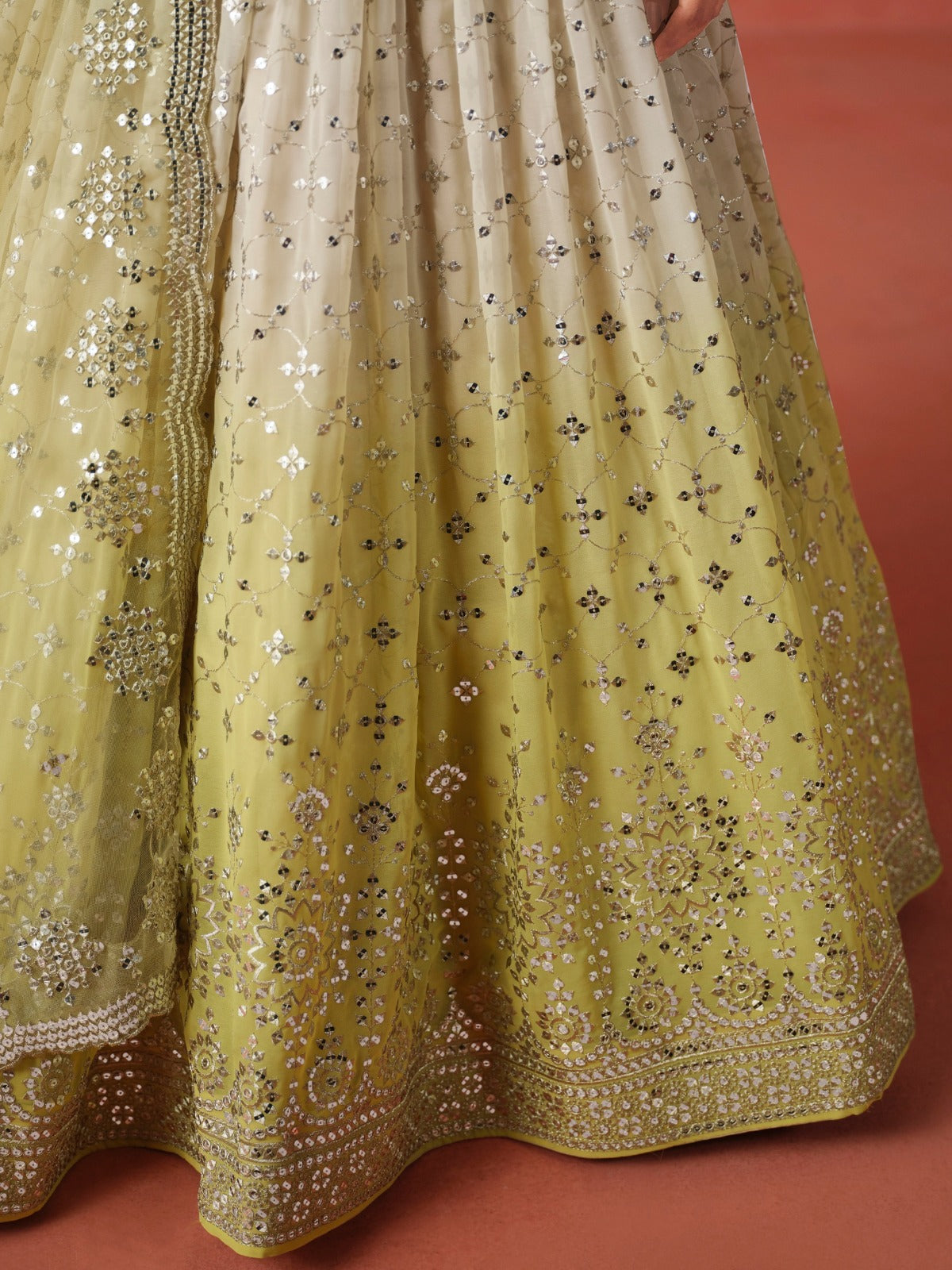 YELLOW GEORGETTE WEDDING LEHENGA