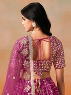 RED PINK GEORGETTE WEDDING LEHENGA