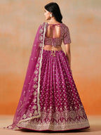 RED PINK GEORGETTE WEDDING LEHENGA