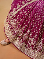 RED PINK GEORGETTE WEDDING LEHENGA
