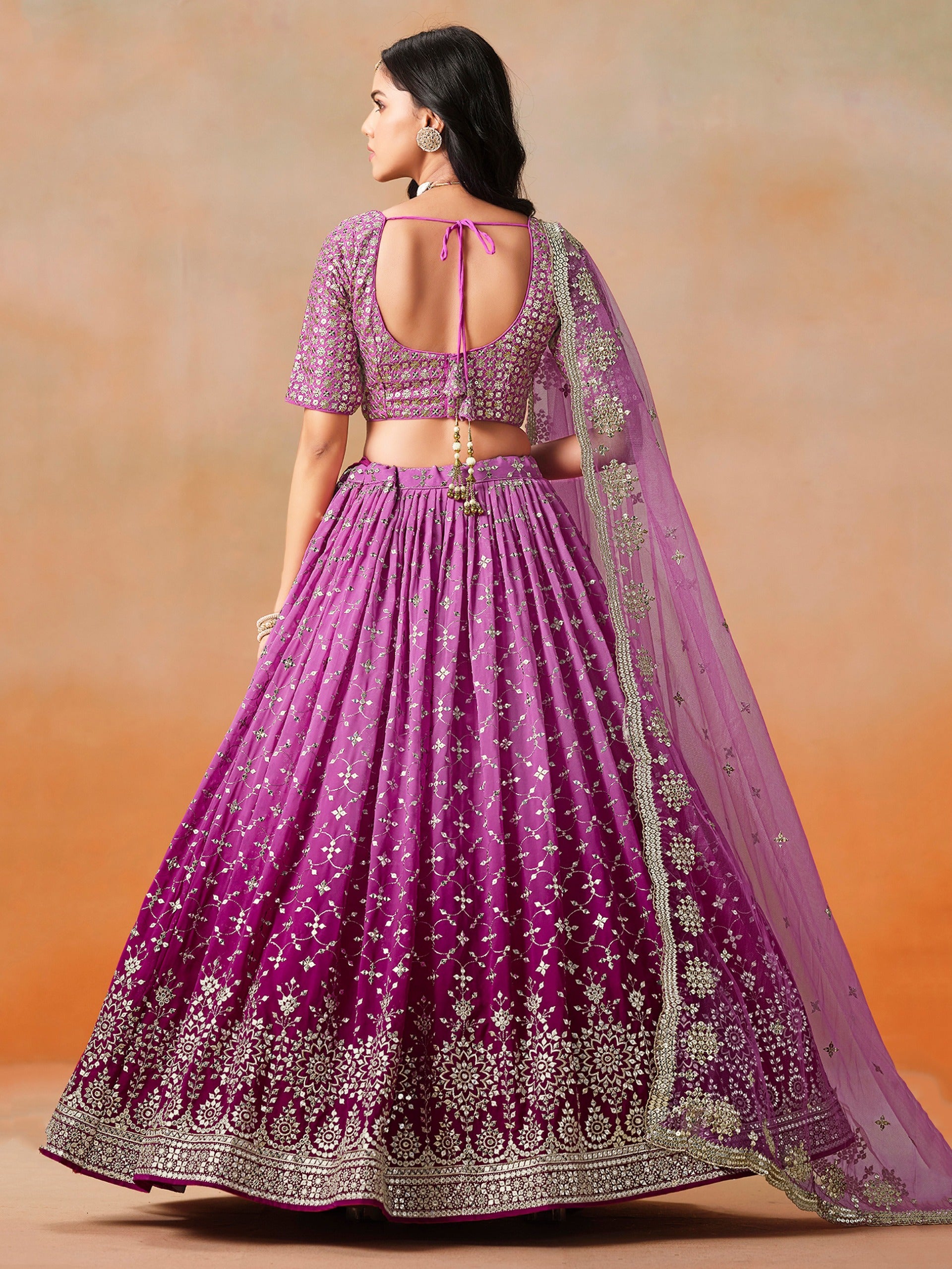 RANI PINK GEORGETTE WEDDING LEHENGA