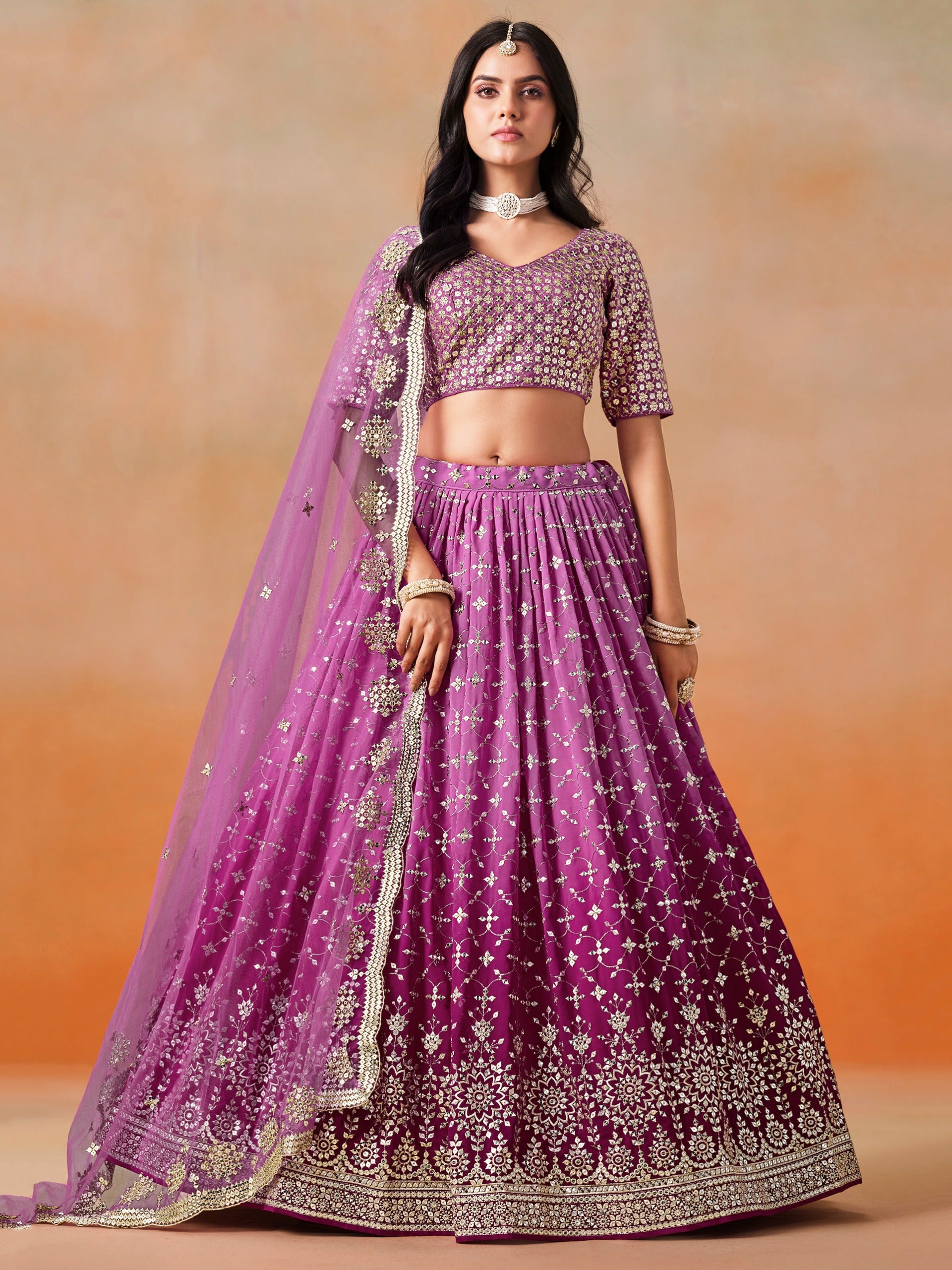 RANI PINK GEORGETTE WEDDING LEHENGA