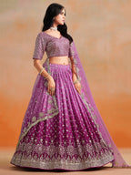 RANI PINK GEORGETTE WEDDING LEHENGA