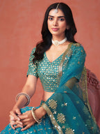 RAMA BLUE GEORGETTE WEDDING LEHENGA