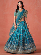 RAMA BLUE GEORGETTE WEDDING LEHENGA
