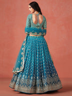 RAMA BLUE GEORGETTE WEDDING LEHENGA