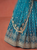 RAMA BLUE GEORGETTE WEDDING LEHENGA
