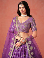 PURPLE GEORGETTE WEDDING LEHENGA