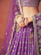 PURPLE GEORGETTE WEDDING LEHENGA