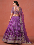 PURPLE GEORGETTE WEDDING LEHENGA