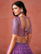 PURPLE GEORGETTE WEDDING LEHENGA