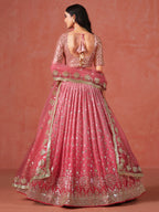 PEACH GEORGETTE WEDDING LEHENGA