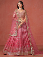 PEACH GEORGETTE WEDDING LEHENGA
