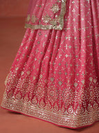 PEACH GEORGETTE WEDDING LEHENGA