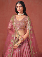 PEACH GEORGETTE WEDDING LEHENGA