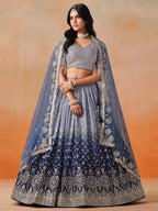 NAVY BLUE GEORGETTE WEDDING LEHENGA