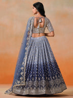 NAVY BLUE GEORGETTE WEDDING LEHENGA